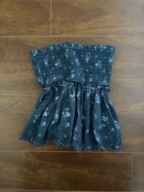 American Eagle Outfitters Navy Blue Floral Smocked Tube Top